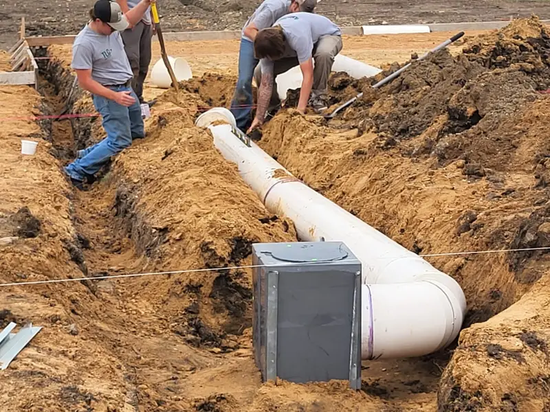 Geothermal loop being installed